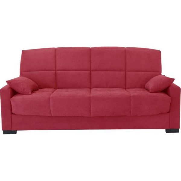 Clic clac 3 places MEGAN 14 - Tissu Soro rouge - Avec accoudoirs - Couchage 130x190 cm - L223 x P96 x H103 cm AUCUNE