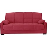 thumbnail of Clic clac 3 places MEGAN 14 - Tissu Soro rouge - Avec accoudoirs - Couchage 130x190 cm - L223 x P96 x H103 cm AUCUNE