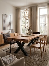 thumbnail of Esszimmertisch 200 x 100 x 77 cm Akazie Landhaus-Stil Voll-Holz, Design Esstisch rechteckig, Tisch für Esszimmer Baumstamm, Küchentisch 8