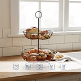 thumbnail of Relaxdays Obstkorb Etagere 2-stöckig, Obstschale für die Küche, moderner Metallkorb für Obst und Gemüse, Metall, schwarz