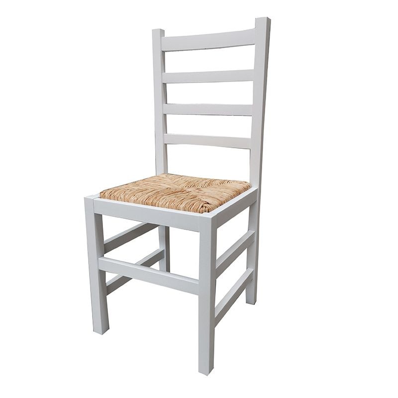 Silla de Madera Pineta blanca asiento anea