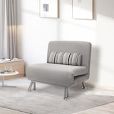 thumbnail of HOMCOM Poltrona Letto Singolo in Ferro e Cotone con Cuscino Grigio