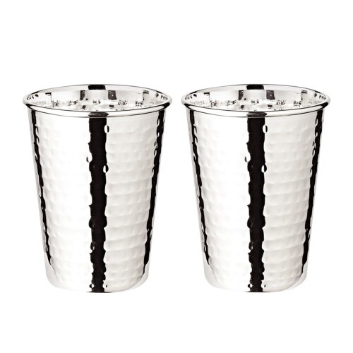 2er Set Silberbecher Trinkbecher Becher Mido, gehämmert, edel versilbert, Höhe 10 cm