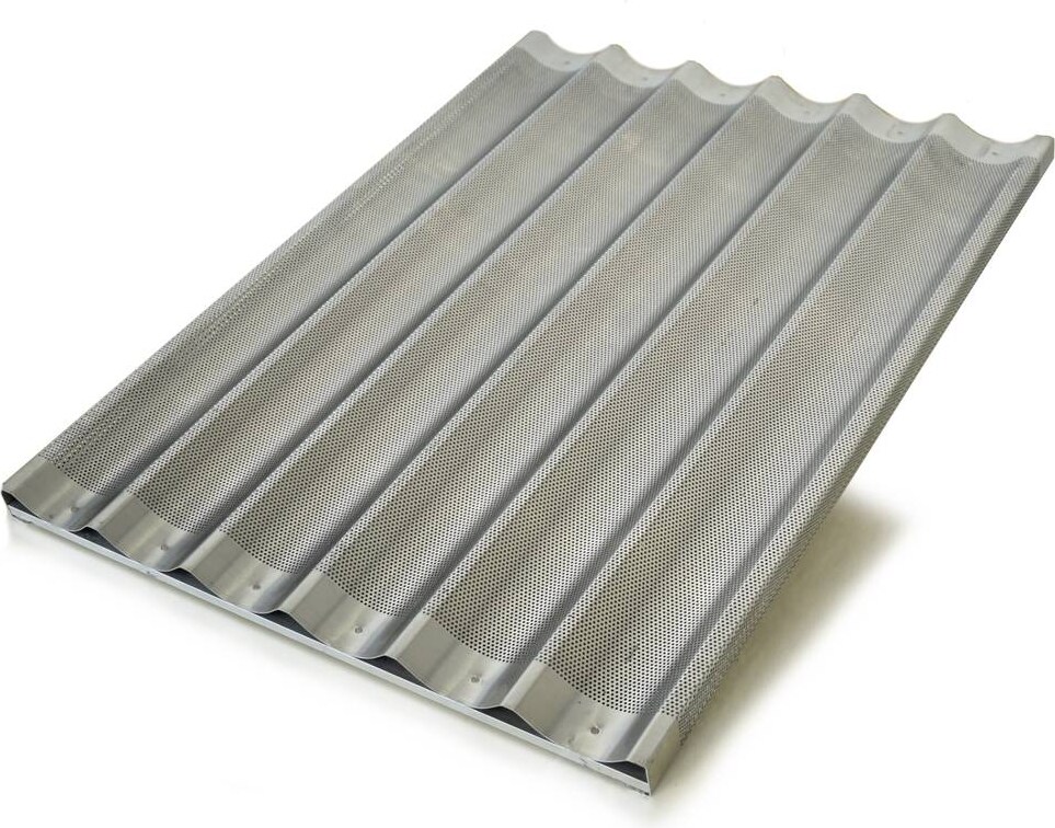 Teglia Microforata Per Baguettes Agnelli - In Alluminio, Misura Gastronorm 1/1 (53x32.5x6 Cm) - Per Forno