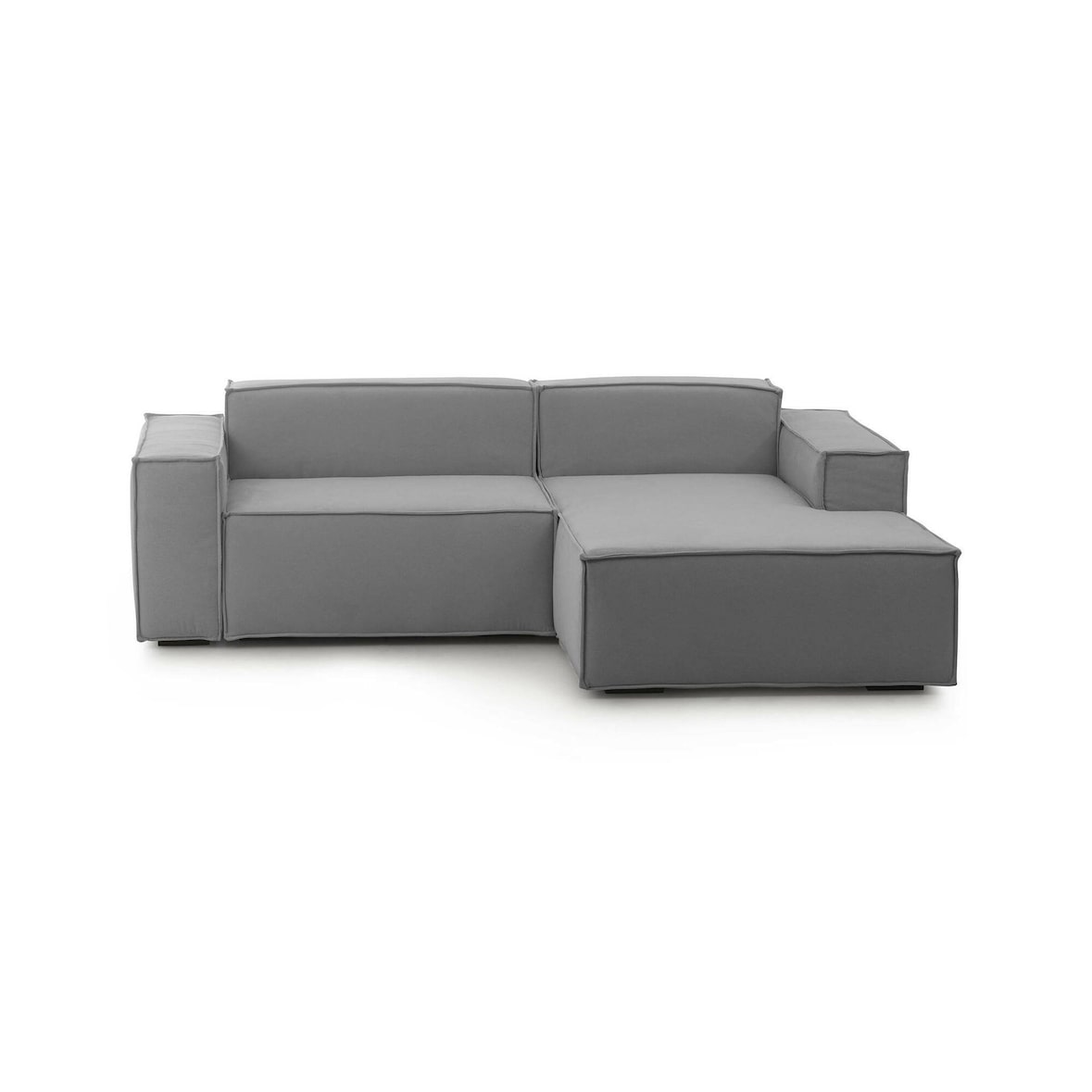 Dmora Festes Sofa Patrizia, Modulares 2-Sitzer-Sofa mit rechter Halbinsel, 100% Made in Italy, Modernes Sofa aus Stoff, Cm 220x170h70, Grau
