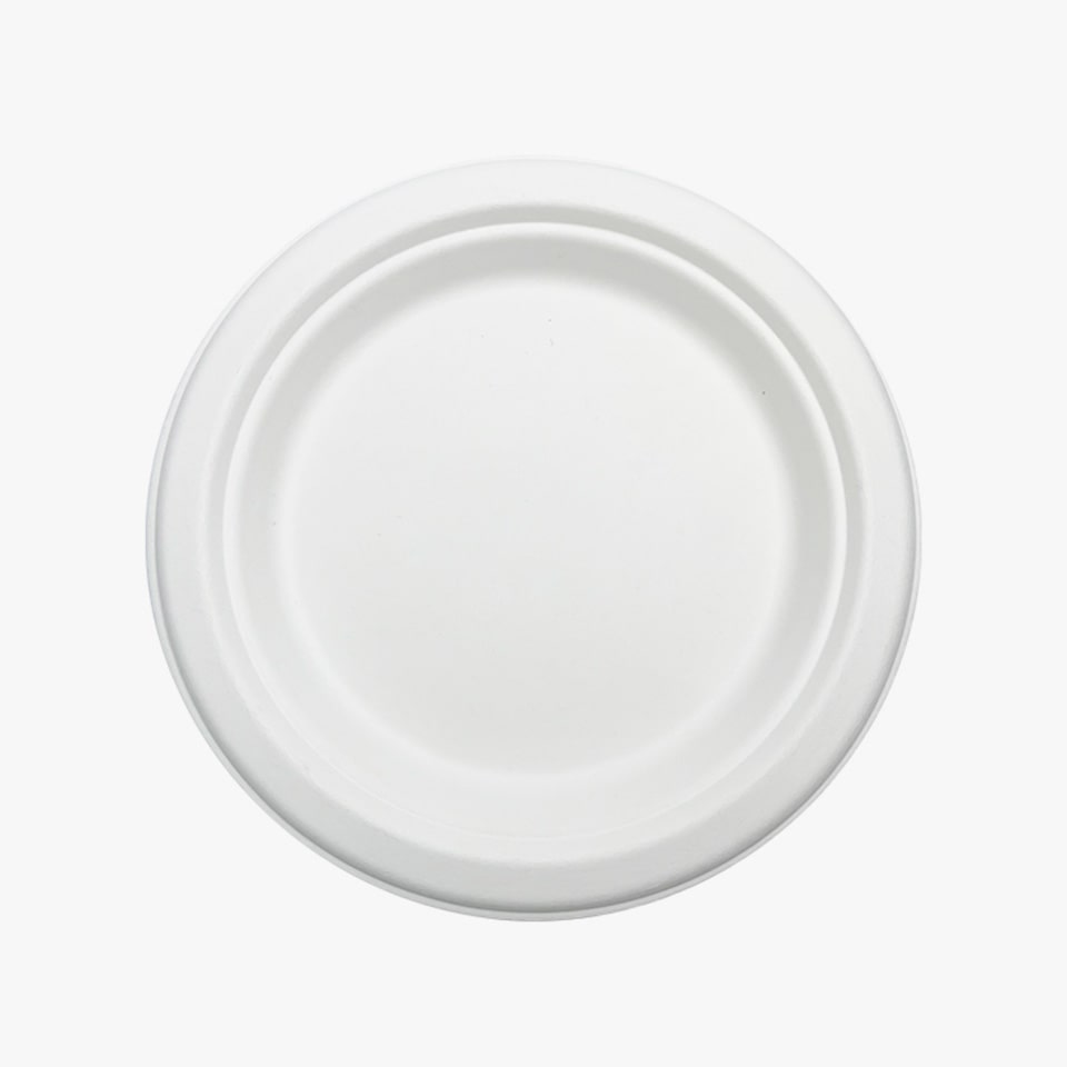 Set de 10 Platos de Caña CANNA D17cm, Redondos, Blancos