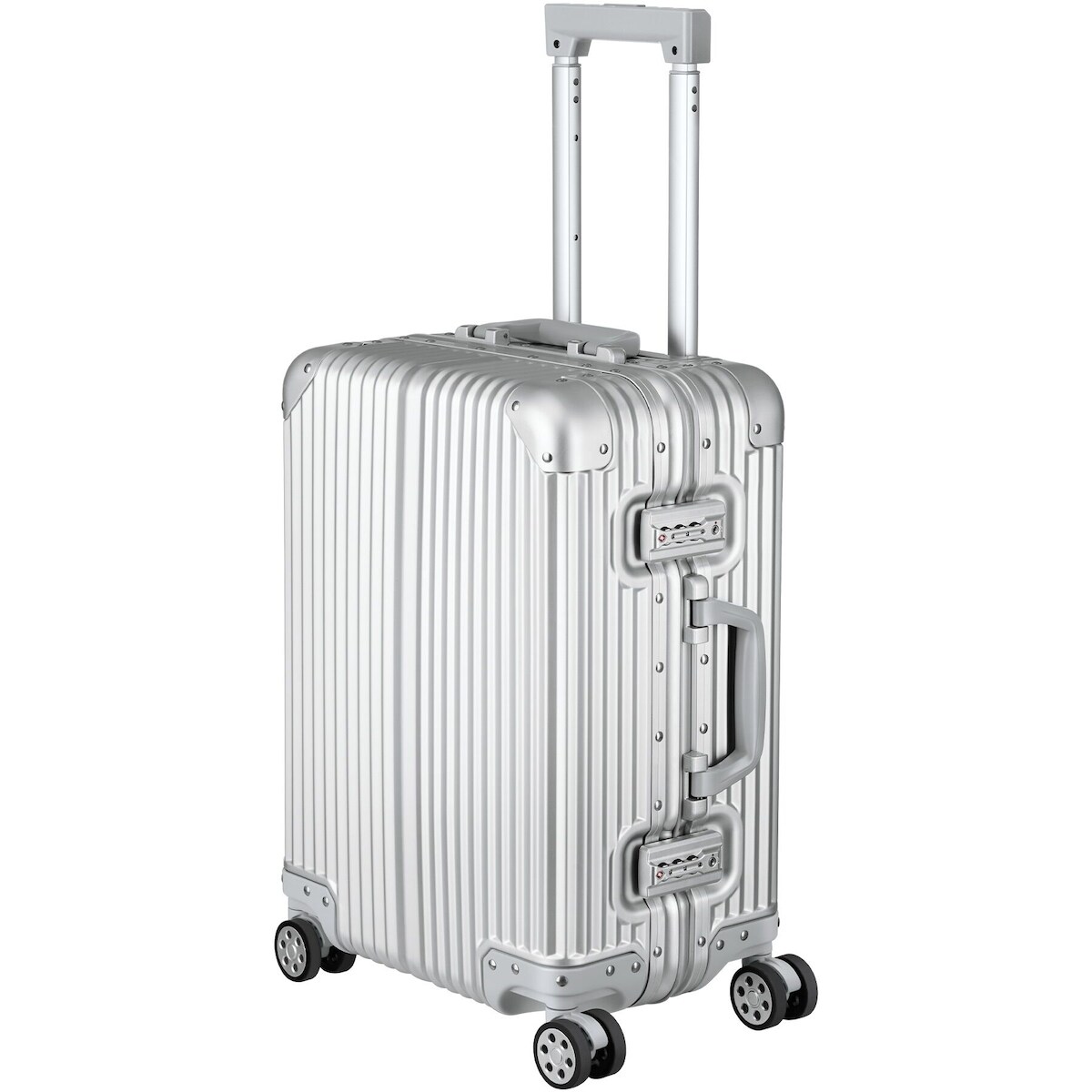 TecTake GmbH tectake Bordtrolley Airway, Aluminium, TSA-Schlösser, 4 Doppelrollen 38 x 24,5 x 53 cm Silber
