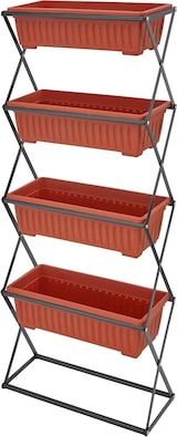 thumbnail of tectake Vertikalbeet mit 4 Kästen 52x21x127cm 52 x 21 x 127 cm Braun