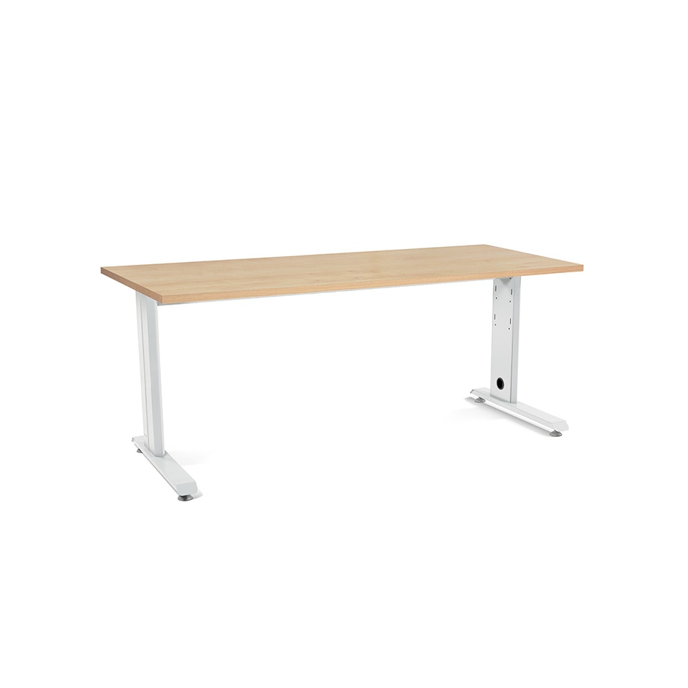 Rocada mesa de oficina serie metal 180x80 blanco / roble