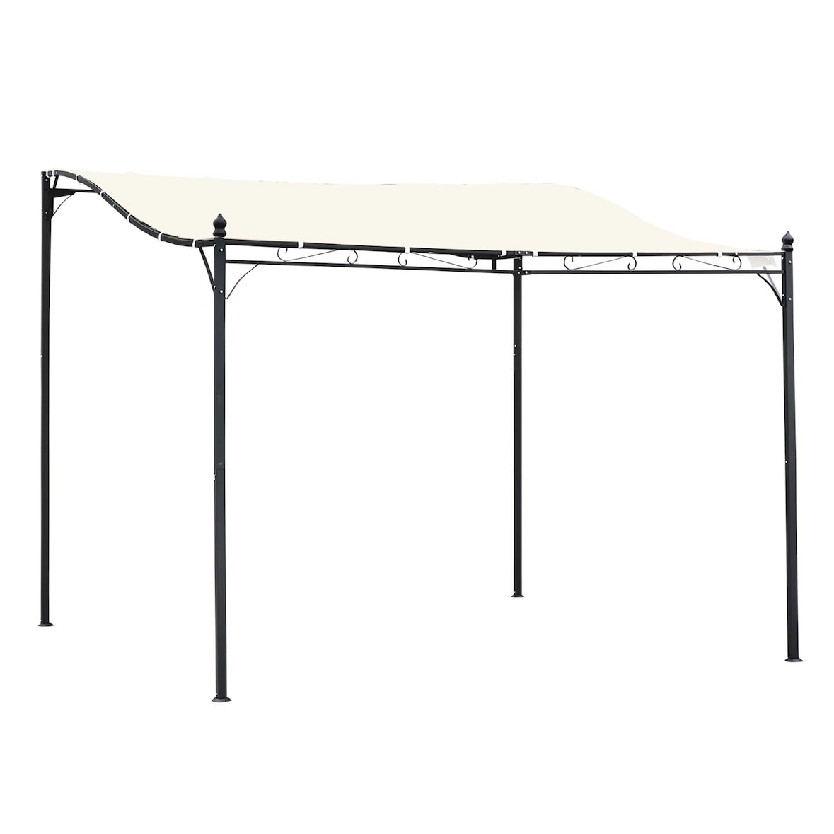 Pérgola de Jardín 3x3m Cenador con 16 Orificios de Drenaje para Patio Metal Crema