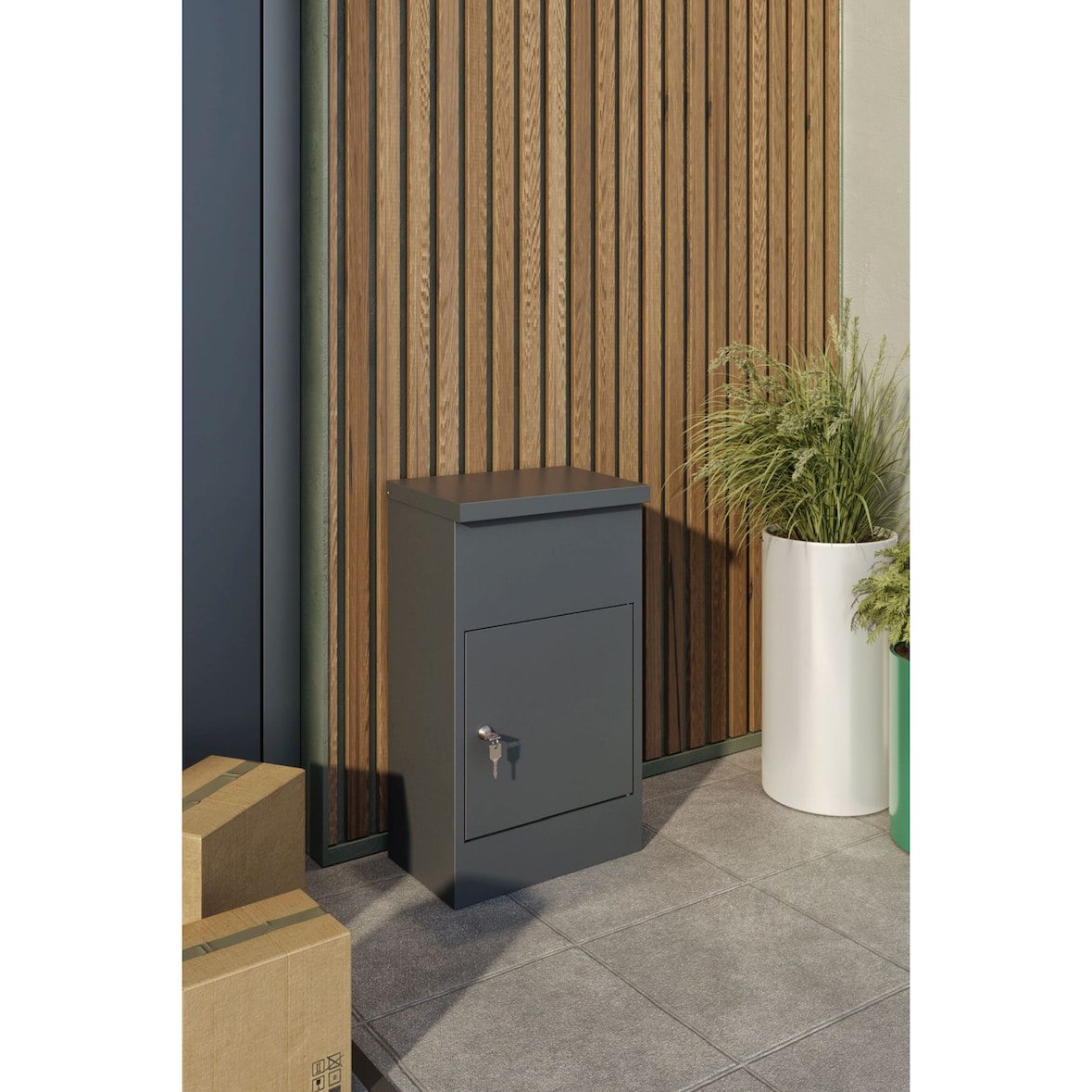 Paketbox Postbox M Paketfach Postkasten 38x23x65cm Briefkasten mit Schloss Stahl