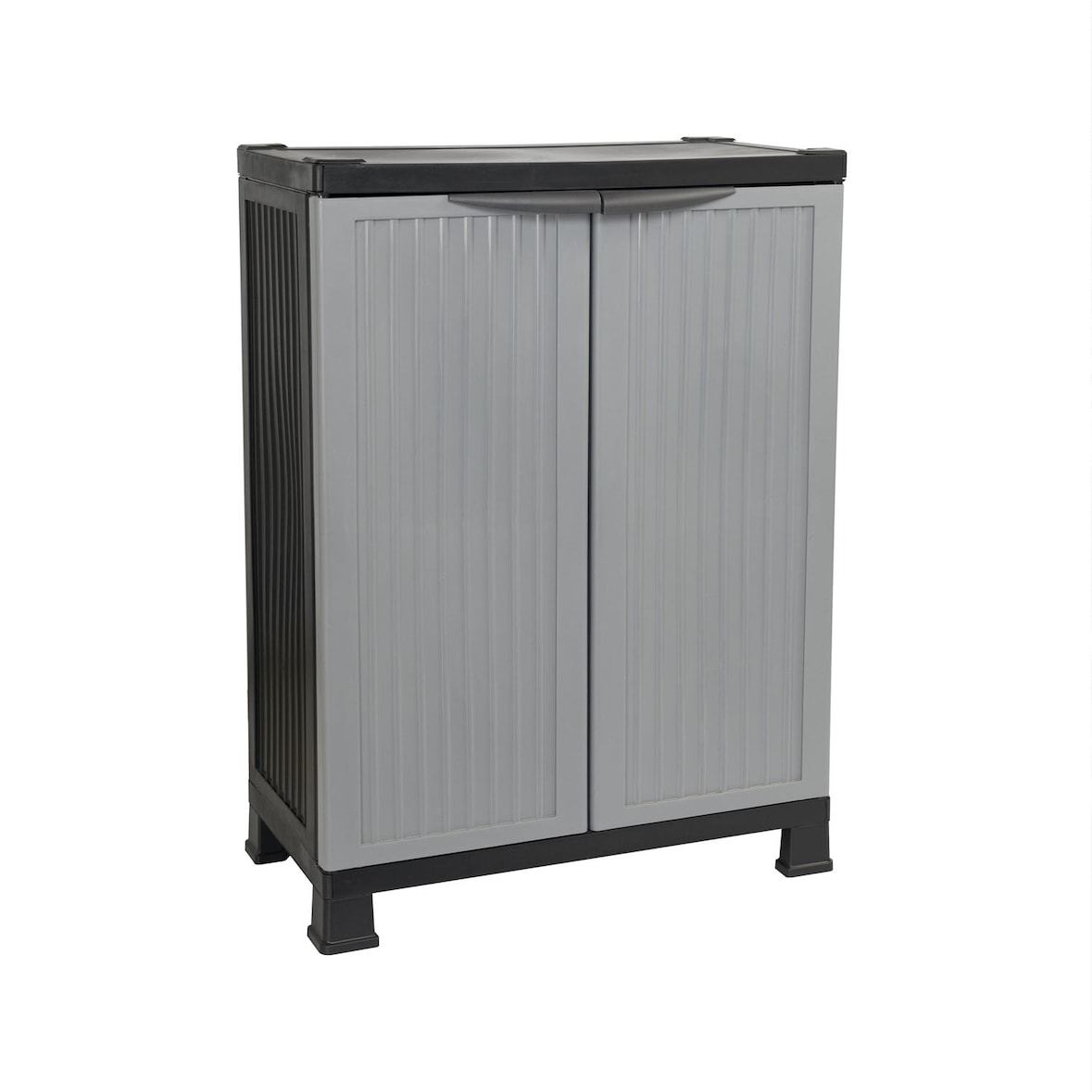 Niedriger Outdoor-kunststoffschrank mit 1 Ablage 92x68x39cm Grijs Thinia Home