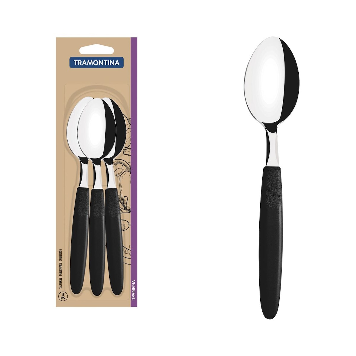Tramontina 36 x Cucharas De Mesa Ipanema Negro
