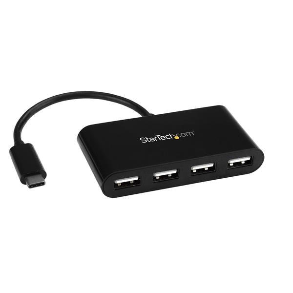 StarTech.com 4 Port USB-C Hub - Mini Hub - USB C auf 4x USB-A - USB 2.0 - USB 2.0 Type-C - USB 2.0 - 480 Mbit/s - Schwarz - Kunststoff - 0,16 m