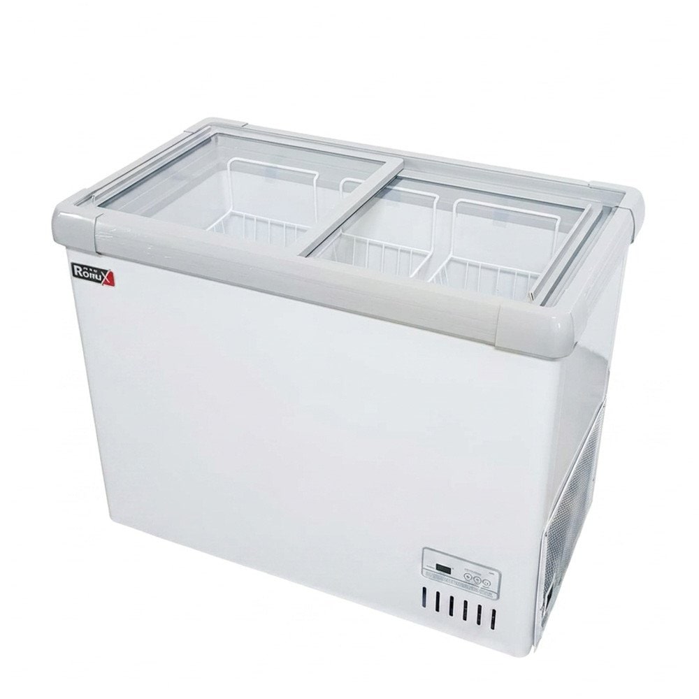Romux® Isla de Congelación 200 Litros con 2 Puertas Correderas Cristal Plano Blanca | Islas de Congelación Profesionales
