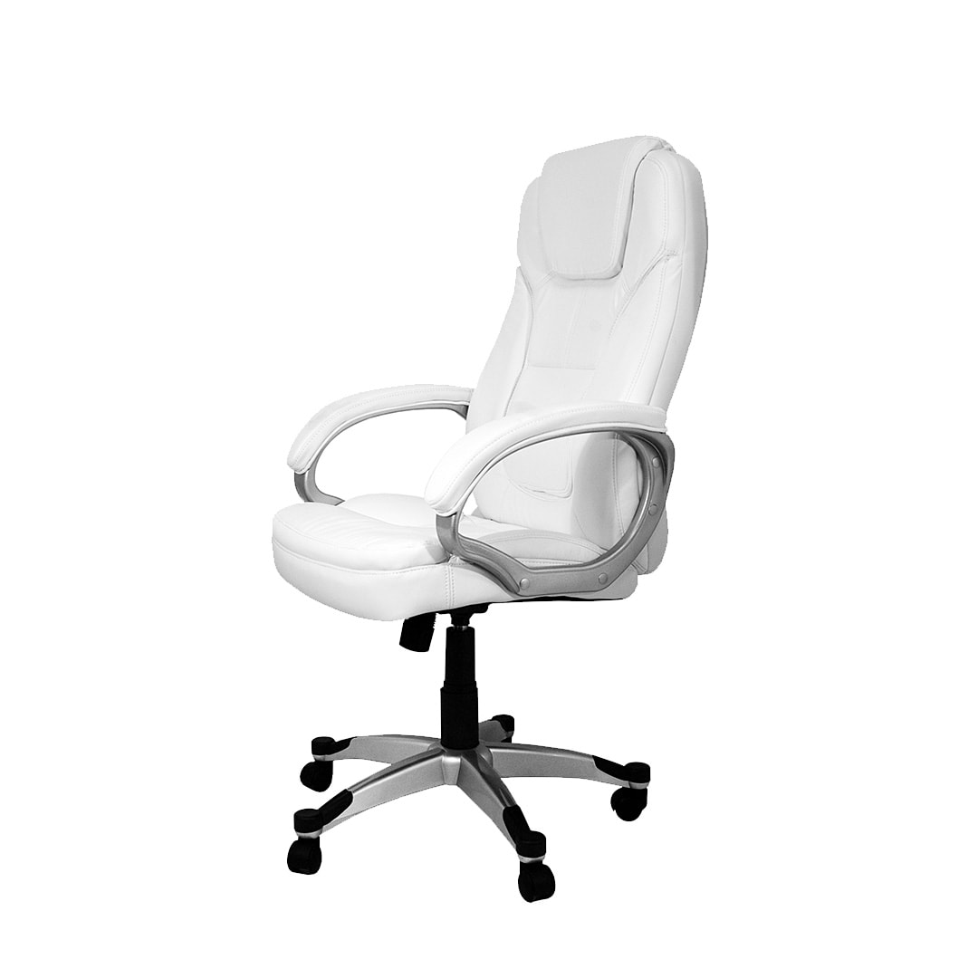Silla de oficina con asiento en símil piel color Blanco. Modelo Elisabeth