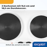 thumbnail of Exquisit Kochplatte KP 3202 we | Massekochfeld | 2 Platten | Leistung 2500 Watt | weiß