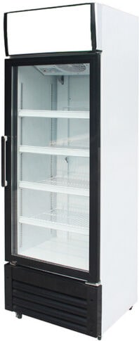 Gastro mobiler Flaschenkühlschrank Getränkekühlschrank Kühlschrank weiß 305L 1 Glastür 2/8°C mit Display