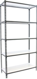 thumbnail of SimonRack Estantería Metálica, 2000x1100x400 mm, 5 Alturas, Bandeja Metal, 200 kg de Punto Flexión, Antracita/Blanco - Simonclick