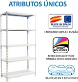 thumbnail of SimonRack Estantería Metálica, 2000x1100x400 mm, 5 Alturas, Bandeja Metal, 200 kg de Punto Flexión, Blanco - Simonclick