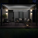 thumbnail of Pergola bioclimatica, addossata a una parete e motorizzata, illuminata 3x4m e 2 tende da sole