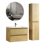 thumbnail of Alpenberger Badmöbel Set mit Hochschrank und Badspiegel Rund | Waschtisch mit Unterschrank Badezimmermöbel | Waschbecken mit Waschbeckenunterschrank