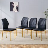 thumbnail of 4er-Set Esszimmerstühle PU-Leder Schwarz-Gold 93 cm mit Metallbeinen