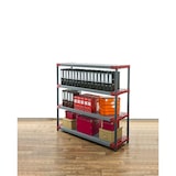 thumbnail of PROREGAL Kunststoffregal GREY BEAR Low, HxBxT 138x140x46cm, Fachlast 70kg, Grau-Rot Kunststoff-Regal Euro-Regal Stecksystem Lagerregal