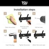 thumbnail of TOJ Living Perchero de pared – 16 ganchos – 62 cm – acero inoxidable – negro mate – colgador