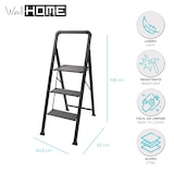 thumbnail of WellHome - Escada Dobrável com 3 Degraus 62x42,5x108cm de Aço na cor Preta