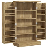 thumbnail of HOMCOM armario de cocina armario despensa cocina con 2 puertas de ratán y 16 estantes alacena moderna con estantes ajustables 60x30x104 cm natural