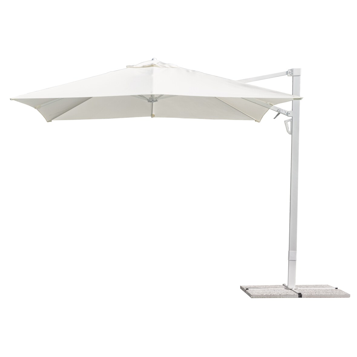 ombrellone in alluminio,3x3 mt.,colore bianco,telo bianco,con palo laterale