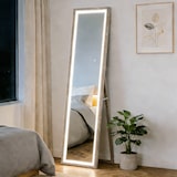 thumbnail of HOMCOM espejo de cuerpo entero con luz LED 160x40 cm espejo de pie o pared con iluminación de 3 colores táctil inteligente función de memoria gris