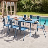 thumbnail of Ensemble table de terrasse et 8 chaises bistrot en acier bleu pacific - Oviala