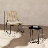 thumbnail of Rattan Balkonmöbel Set 3 teilig Beige 67x56x78 cm mit 2 stapelbaren Stühlen Tisch rund wetterfest UV beständig Kissen spritzwasserresistent