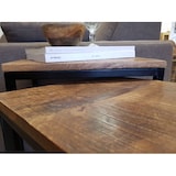 thumbnail of Beistelltisch Holz Satztisch Set 2 Stück Wohnzimmer Couchtisch Gestell Metall Holz massiv : schwarz matt - tabacco