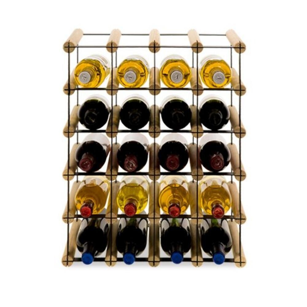 PROREGAL Modulares Weinregal VINOTECA MOD METAL | HxBxT 52,5x42,5x24,5cm | 4x5 Flaschen | Massives Kiefernholz | Natur | Flaschenregal