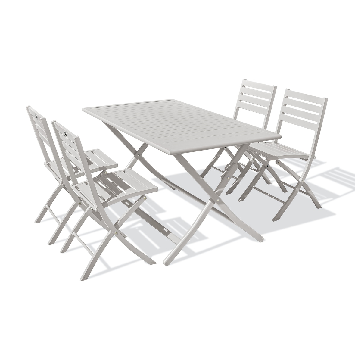 Ensemble repas de jardin 4 places en aluminium gris - MARIUS