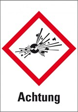 thumbnail of Dreifke® Aufkleber I Gefahrensymbol Explodierende Bombe GHS 01, Achtung, Folie, 148x210mm, GHS-Verordnung