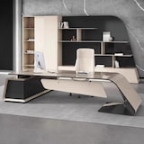 thumbnail of Moderner Schreibtisch 180 cm mit Sideboard – Design Bürotisch Executive Desk Weiß Schwarz