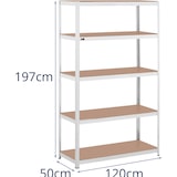 thumbnail of MSW Estantería industrial - 120 x 50 x 200 cm - 5 x 150 kg - Gris
