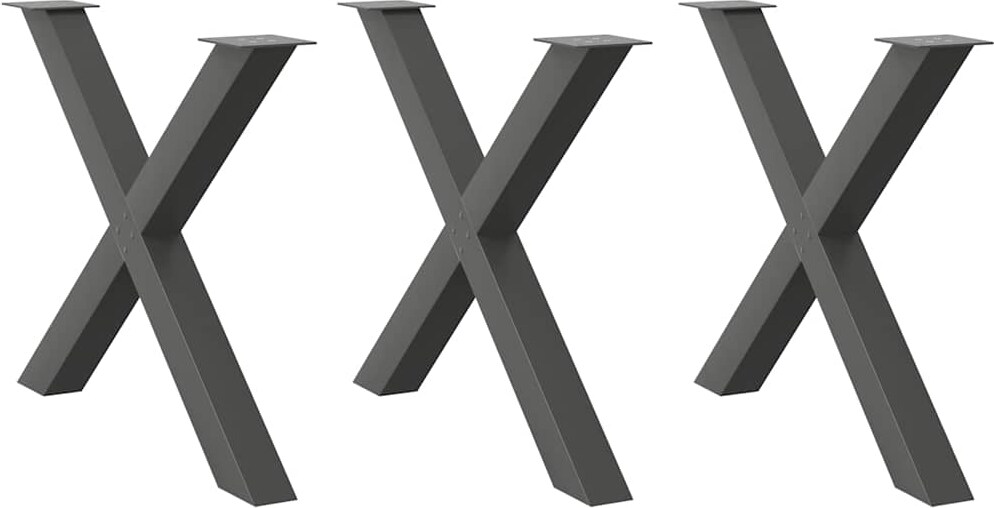 vidaXL Esstischbeine X-Form 3 Stk. Anthrazit 90x(72-73) cm Stahl