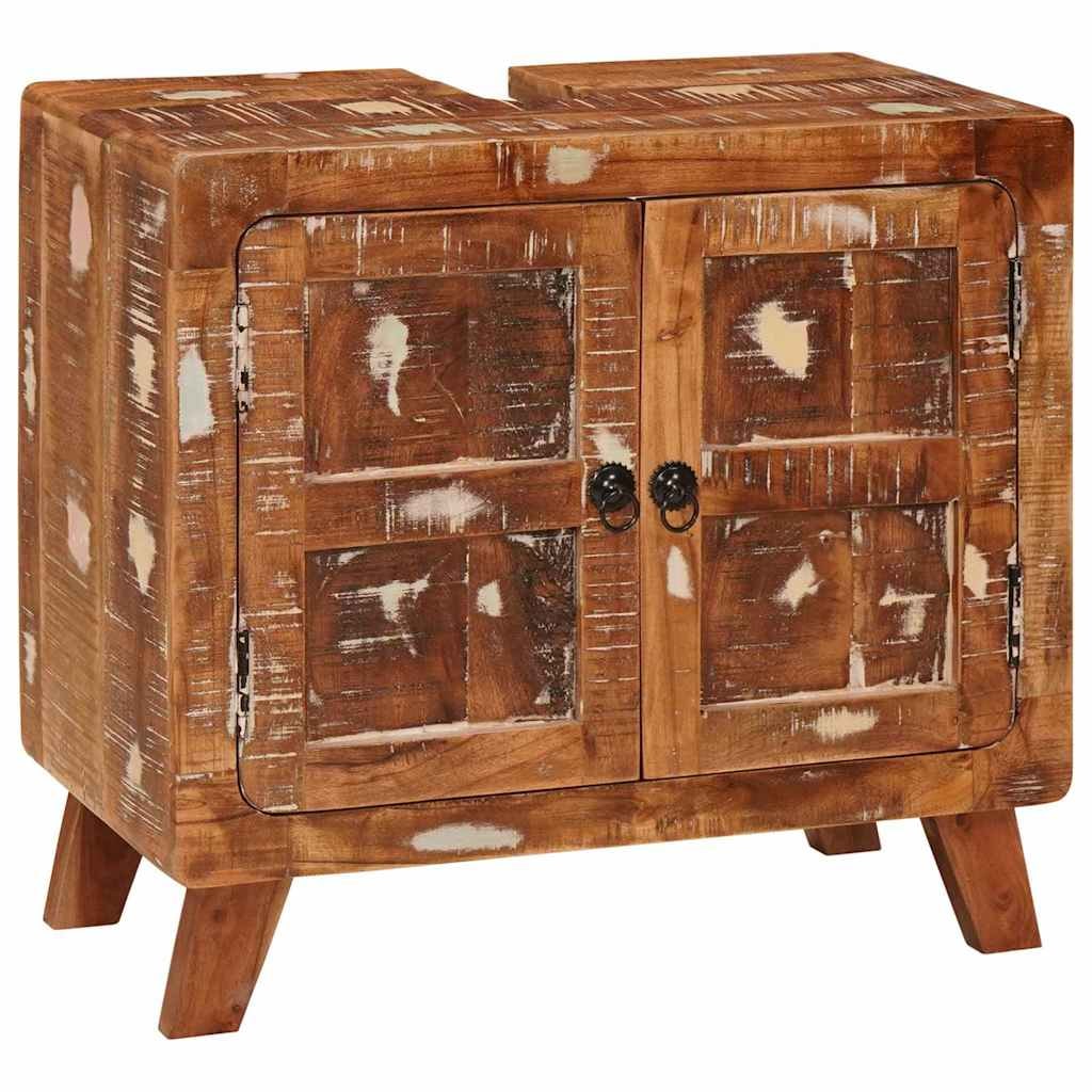 Helloshop26 - Moderner Badezimmerschrank mit 2 Ablagen 60 x 33 x 55 cm aus recyceltem braunem Holz 02_0058084