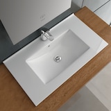 thumbnail of Alpenberger Gäste WC Waschtisch | Waschbecken 70 cm Breit | Einbauwaschbecken Aufsatzwaschbecken Eckig | Keramik Handwaschbecken mit Nano und Überlauf