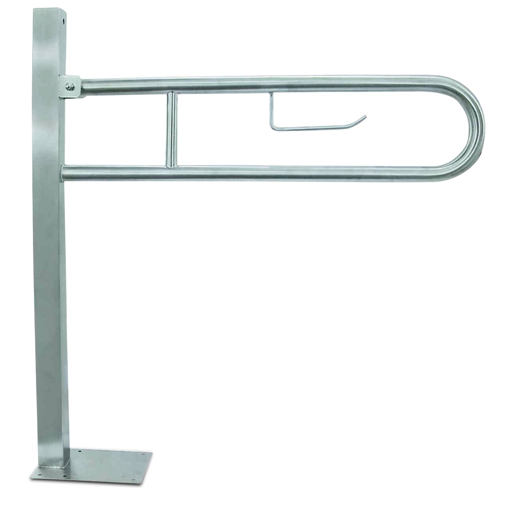 Barra de apoio dobrável em aço inoxidável, ancoragem no chão 970 mm.