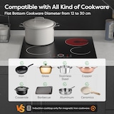 thumbnail of Placa de cocción de vitrocerámica CDV 60 cm, 4 zonas, 9 niveles, control táctil, 6000 W, CDVER604