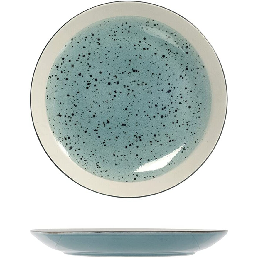 H&H Set 6 Piatti Frutta Mimosa Stoneware, Azzurro, Cm 20,5