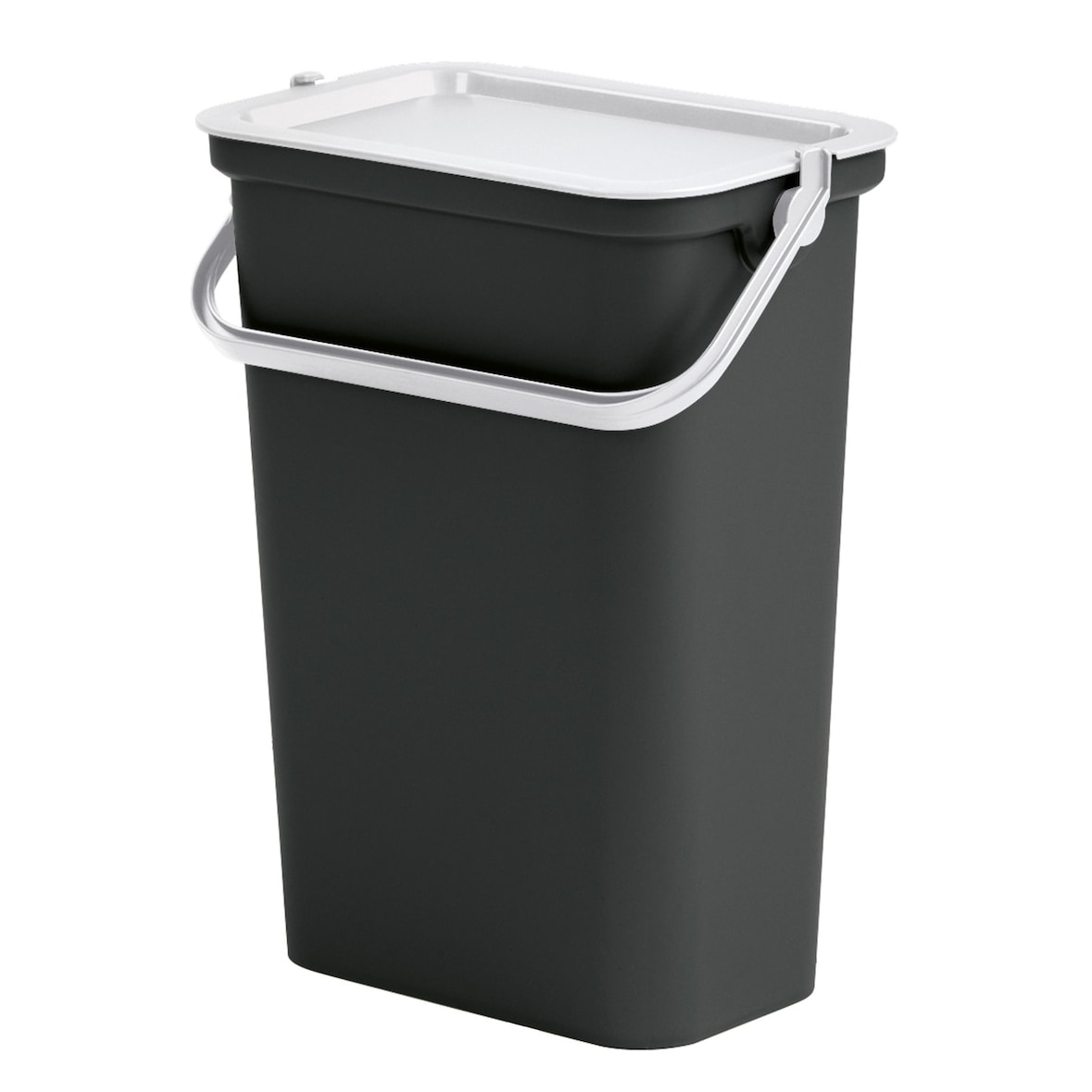 Tontarelli – 10 l Moda-Modell-Mülleimer mit Griff (schwarzer Eimer – weißer Deckel)