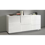 thumbnail of Dmora Kommode Ddalessi, Wohnzimmer-Buffet, Wohnzimmer-Kommode mit 2 Türen und 3 Schubladen, 180x44x86 cm, glänzendes Weiß