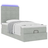 thumbnail of vidaXL Ottoman-Bett mit Matratzen & LEDs Hellgrau 80x200 cm Samt